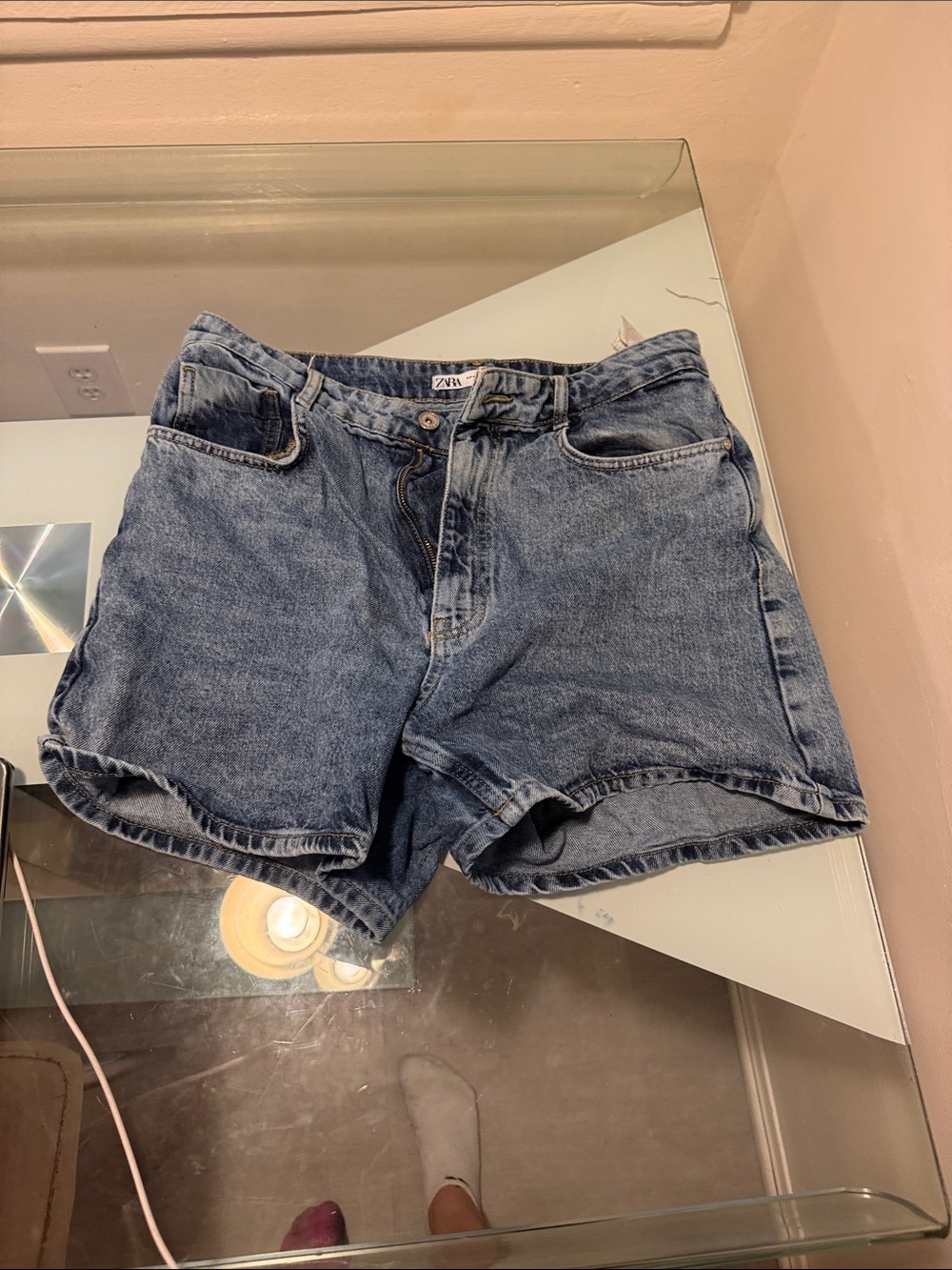 Zara Blue Denim High-Rise Women's Shorts